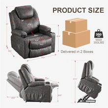 HTERWQEA Electric Power Lift Recliner Chair for Elderly with Massage and Heat, PU Faux Leather Grey Living Room Recliner with USB Ports and Cup Holders, Living Room Small Reclining Sofa