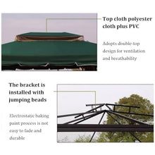 Outdoor Metal Double Roof Canopy, Pop Up Instant Gazebo Tent, Patio Garden Pergola with Zipper, Double-Track Curtain Design, for Garden, Porch, Lawn(Red)