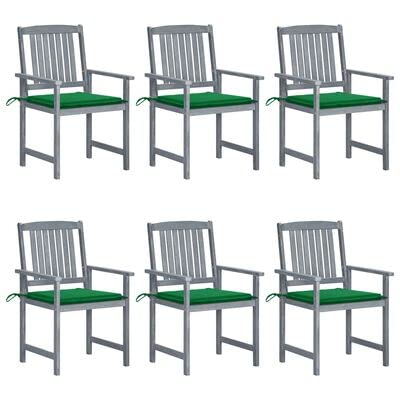 ZQQLVOO Patio Chairs with Cushions 6 pcs Solid Acacia Wood Gray, Outoor Bar Height Stools, Outdoor Dining Chair, Patio High Top Bar Height Stool Chairs for Home Entertaining