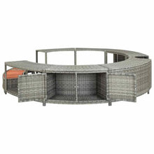 Poly Rattan Hot Tub Surround with Storage, Weatherproof Spa Furniture Surround for Standard Spas, Gray Wicker Bathing Accessory