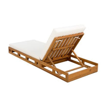 Christopher Knight Home Jossie Acacia Wood Chaise Lounge Chair Outdoor Set of 4, Adjustable Backrest Sun Lounger Recliner, Patio Outdoor Chaise Lounge with 4" Thick Water-Resistant Cushion,Teak+Cream