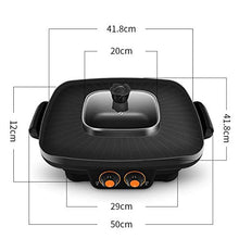 AFPSDLFJDLS Multifunctional Electric Barbecue Grill Smokeless Non Stick BBQ 2 Favor Hot Pot in 1 Multi Cooker