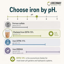 Greenway Biotech, Inc. Chelated Iron EDTA 13% Fertilizer - 100% Water Soluble Micronutrient for Plants, Lawns, Hydroponics - Corrects Iron Chlorosis & Yellow Leaves - Made in USA - 25 Pounds
