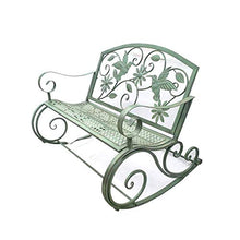 GAAHRQQQ 41-inch Antique Courtyard Rocking Chair Cast Iron Metal e Garden Furniture Rocking Chair Weight Capacity 220 pounds Double seat with backrest for Porch and Living Room Swing Garden Armchair