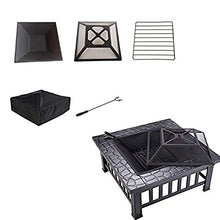 Fire Pit BBQ Grill Fire Bowl Square Metal Backyard Patio Garden Outdoor Pit Outdoor Garden Pit 32 Inch