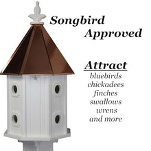 NC Birdguy Handmade Copper Roof Two-Story 8-Compartment Birdhouse (H14C)