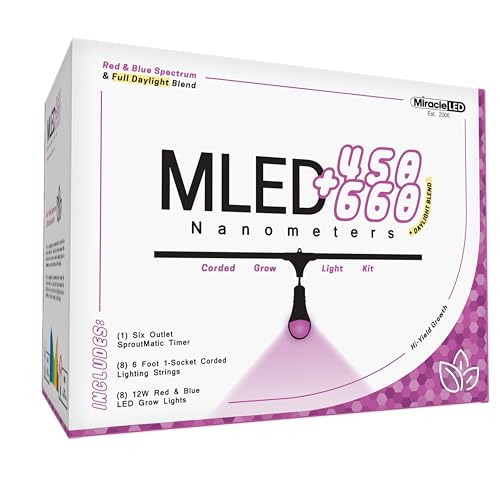 Miracle LED Nanometer 450-660 Indoor Grow Light Kit with 3 Bulbs & Timer Red & Blue Spectrum