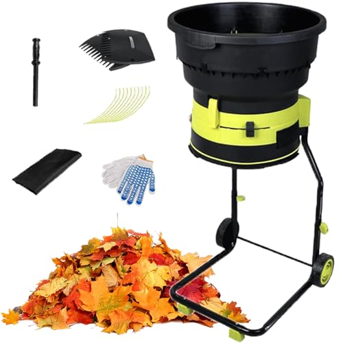ylpddmm Electric Leaf Mulcher/Shredder, Wood Chipper Shredder 17:1 Reduction Ratio 30mPowerCord
