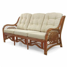 Wickerix Malibu Lounge Three-Seater Sofa Natural Rattan Wicker Handmade Design (Cream Cushions, Colonial)