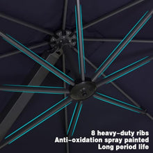OROTLECT 11' Square Cantilever Umbrella With Crank Lift Counter With Base In Ground,Navy