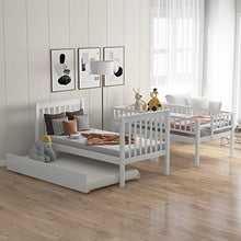 YOPTO Twin-Over-Twin Bunk Bed with Trundle and Storage Shelves White