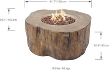 Elementi Lunar Bowl Cast Concrete Fire Table Bundle, Outdoor Fire Pit Fire TablePatio Furniture, Light Gray (Liquid Propane Gas)