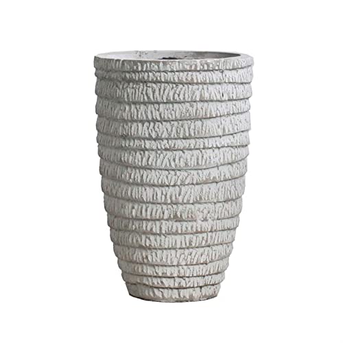 Flower Pot Garden Creative Corrugated Plant Pots Round Concrete Planter,Large Planter Pots Containers with Drainage Holes for Patio, Balcony, Backyard, Living Room House Plants, Succulents, Flowers (