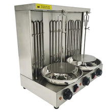 BREVELTION Electric 3 Burners Turkish Barbecue Machine Shawarma Maker Kebab Gyro Grill Stainless Steel Vertical Rotating Oven with Meat Catch Pan and Adjustable Tempereture