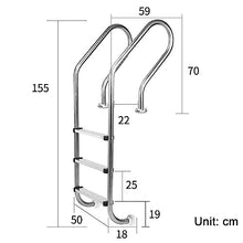 LMMIAMZ Heavy Duty Stainless Steel Swimming Pool Ladder, Non-Slip 2/3 Step Design with Handrail, Durable 1.5mm Tube Wall, Ideal for Safe Pool Access - Silver-B Color