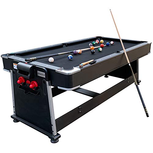 RACK Triad 7-Foot 3-in-1 Multi Game Swivel Billiard/Pool Table Black