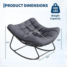 Garvee Outdoor Rocking Chair Set of 3, Double Papasan Chair with Cushion