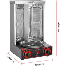 DFTWJMA Electric Vertical Kebab Gyro Grill Machine, Rotisserie Broiler with 2 Heating Tubes and Meat Catch Pan for Barbecue Cooking,Silver-M
