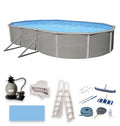 Blue Wave Belize 18x33 Oval 52" Deep Swimming Pool Package Metallic
