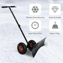 Snow Pusher Shovel, Snow Removal Shovel, Heavy Duty Rolling Snow Pusher,Adjustable Handle Height/Shovel Surfaces Direction