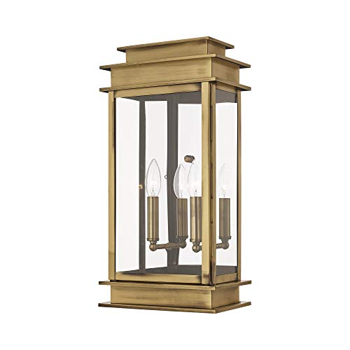 Livex Lighting 2018-01 2-Light Outdoor Wall Lantern, Antique Brass