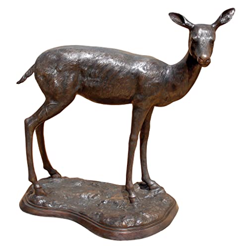 Design Toscano Standing Mother Doe Deer Bronze Cast Garden Statue