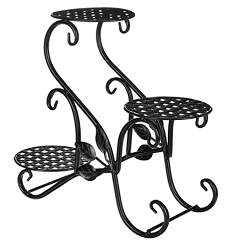 iumLeap Plant Stand Iron Flower Shelf Rack Home Floor-Style Living Room Flower Pot Shelf 3Layers Indoor Outdoor Garden Flower Stand