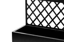 TrailBlaze Large Metal Planter Box with Trellis & Privacy Screen, Black Lattice | with Lockable Wheels & Drainage Holes, Weatherproof Raised