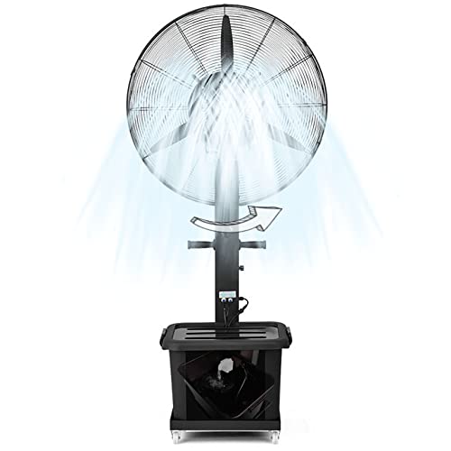 USZWBY Industrial Misting Fan, 3 Cooling Speeds Stand Fan with Mist, Outdoor Misting Pedestal Fan with 90° Oscillation and 11 Gallon Large Capacity Tank (81Cm/31.9In)