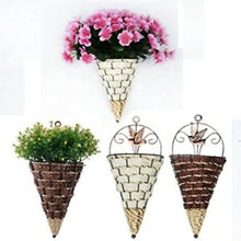 SDREYKUF Natural Rattan Wall Planter Hanging Flower Pot Hanger Basket Vase Metal Plant Hang Home Garden Decoration