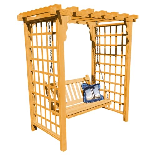 Keystone Amish Co. Bainbridge Cedar Arbor & Swing, 6-Foot, Natural Stain