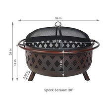 Outdoor Fire Pits 36 Inch Large Bonfire Wood Burning Patio & Backyard Firepit for Outside with Spark Screen, Fireplace Poker, and Round Cover