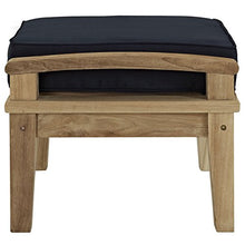 Modway Marina Outdoor Patio Teak Ottoman, Natural Navy