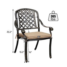 Sumshadow 6-PCS Cast Aluminum Patio Dining Chairs, All Weather Patio Bistro Dining Chairs Set of 6 with Armrests & Cushions, Stackable Patio Dining Chairs for Garden, Balcony, Deck, Bronze