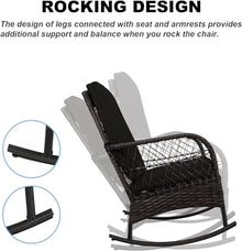 LEVELEVE Patio Furniture Set Outdoor Rattan Chair Wicker Sofa Garden Conversation Bistro Sets w/Loveseat for Yard,Pool or Backyard (7PC-2 Rocking Chair+Table+2 Ottoman)
