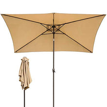USZWBY Beige 8 Feet Rectangular Market Umbrella with Crank Handle & Tilt,Outdoor Shades Canopy Parasols for Garden,Patio Tables,Beach & Pool (Beige 2M×3M)