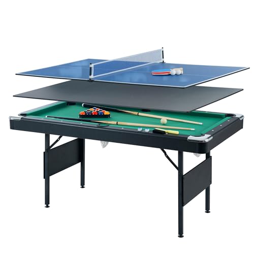 Voohek 5.5FT 3-in-1 Portable Game Table Combo Black/Blue/Green