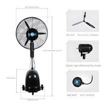 Banfluxion Industrial Misting Fan Electric Spray Fan 26” High Velocity Mister Humidification and Watering Cooling System, 110V, Black