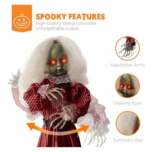 ASDJKL Holiday Decoration Creepy Doll Halloween Decoration, Haunted Holly Sound Activated Holiday Prop w/Light-Up LED Eyes, Pre-Recorded Phrases Halloween Decorations
