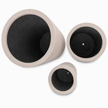 Set of 3 Tall Cylinder Polystone Indoor/Outdoor Planters, Sand