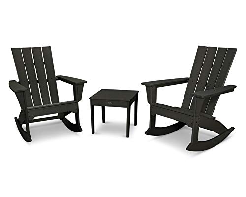 Polywood Quattro Rocking Chair Set Black