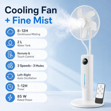 WAMJ AQDY Misting Fan with 0.53 Gal Tank, Remote, 85W, 3 Speeds and Timer