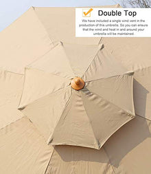 3WWWQMAA8 Patio Umbrella Outdoor Garden Parasol, 2 Layers BBQ Table Umbrella/Large Market Umbrella with 8 Ribs and Adjustable Crank, 2.7m/9ft (Color : Red Wine) (Green) (Khaki)