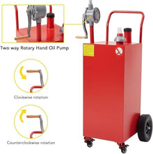 45 Gallon Gas Portable Fuel Caddy with Manual Transfer Pump, Flat-Free Wheels, Gasoline/Diesel Storage Tank and Hose for Car, Truck, Boat, ATV, Lawn Mower,Red.