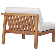Modway Bayport Outdoor Patio Teak Wood Right-Arm Chair in Natural White