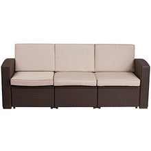 Flash Furniture Faux Rattan Outdoor Sofa, Brown