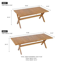 Christopher Knight Home Haiyi 60"-76" Outdoor Extendable Dining Room Table for 4-6 People, Rectangle Acacia Wood Kitchen Table with X-Shaped Legs, Dinner Table for Patio/Balcony/Garden, Teak