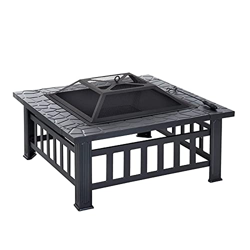 Fire Pit 31-inch Wood-Burning fire Pit, Outdoor Patio Barbecue Fireplace, Home Courtyard Charcoal Barbecue fire Pit Table