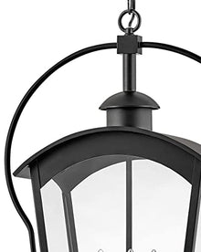 Hinkley Yale Large Hanging Outdoor Lantern - 3-Light, Damp Rated, Clear Glass, Aluminum - Black