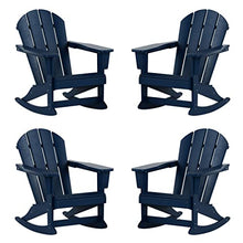 WO Home Furniture Patio Rocking Chair Set of 4 PCS Classic Outdoor HDPE UV Weather Resistant (Navy Blue)